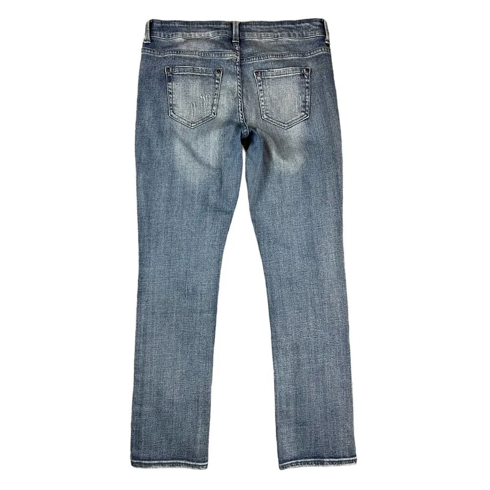 dELiA*s Jayden Mid-Rise Straight Leg Ripped Denim Women's Jeans Size 12